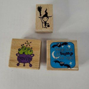Web Halloween Studio G Wood Mount Craft RUBBER STAMP set 3